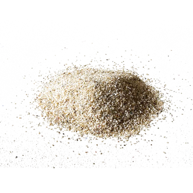 Perlmutt Muscheln Ein kleiner Haufen von feingemahlenen, seidenmatten Perlmutt Muscheln, auf transparentem Hintergrund